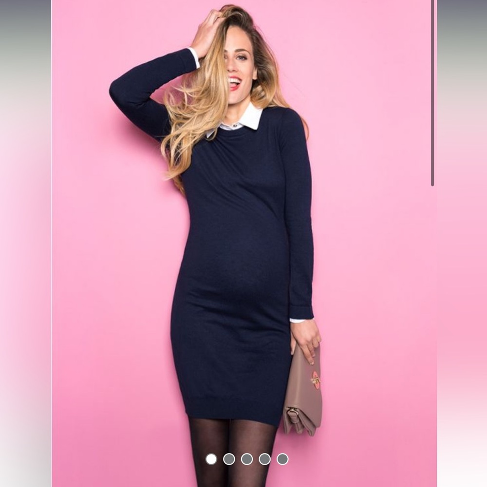 Seraphine Knitted Maternity Dress with Collar